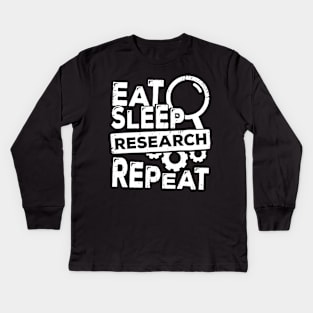 Eat Sleep Research Repeat Scientist Gift Kids Long Sleeve T-Shirt